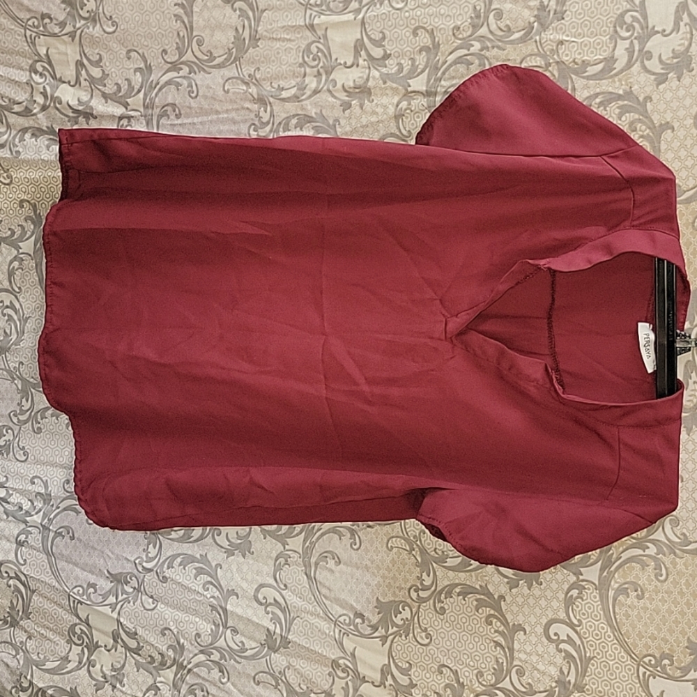 Burgundy sheer  blouse